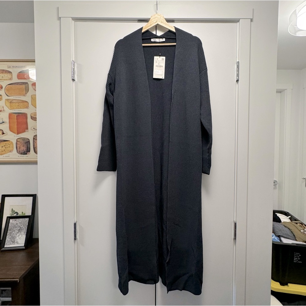 ZARA Long Cardigan Size S Dark Blue
